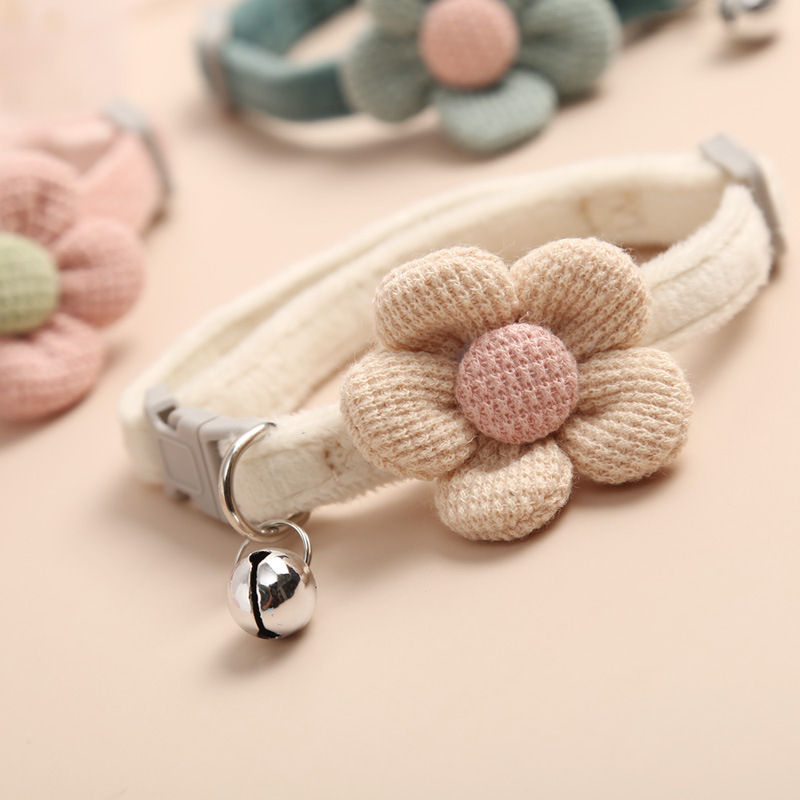 Floral Cat Collar with Bell | Adjustable Buckle Kitten Collar