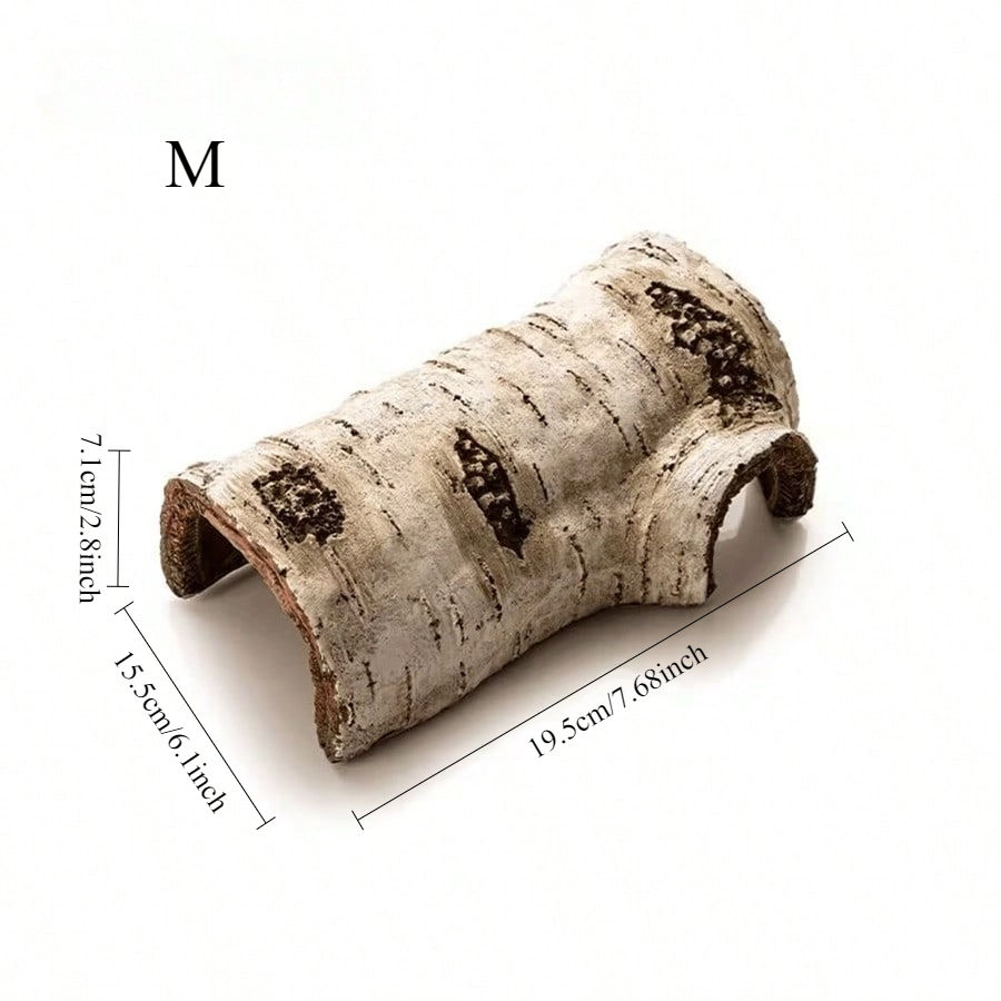 Reptile Hideaway Cave | Birch Wood-Effect Resin Shelter for Lizards & Amphibians