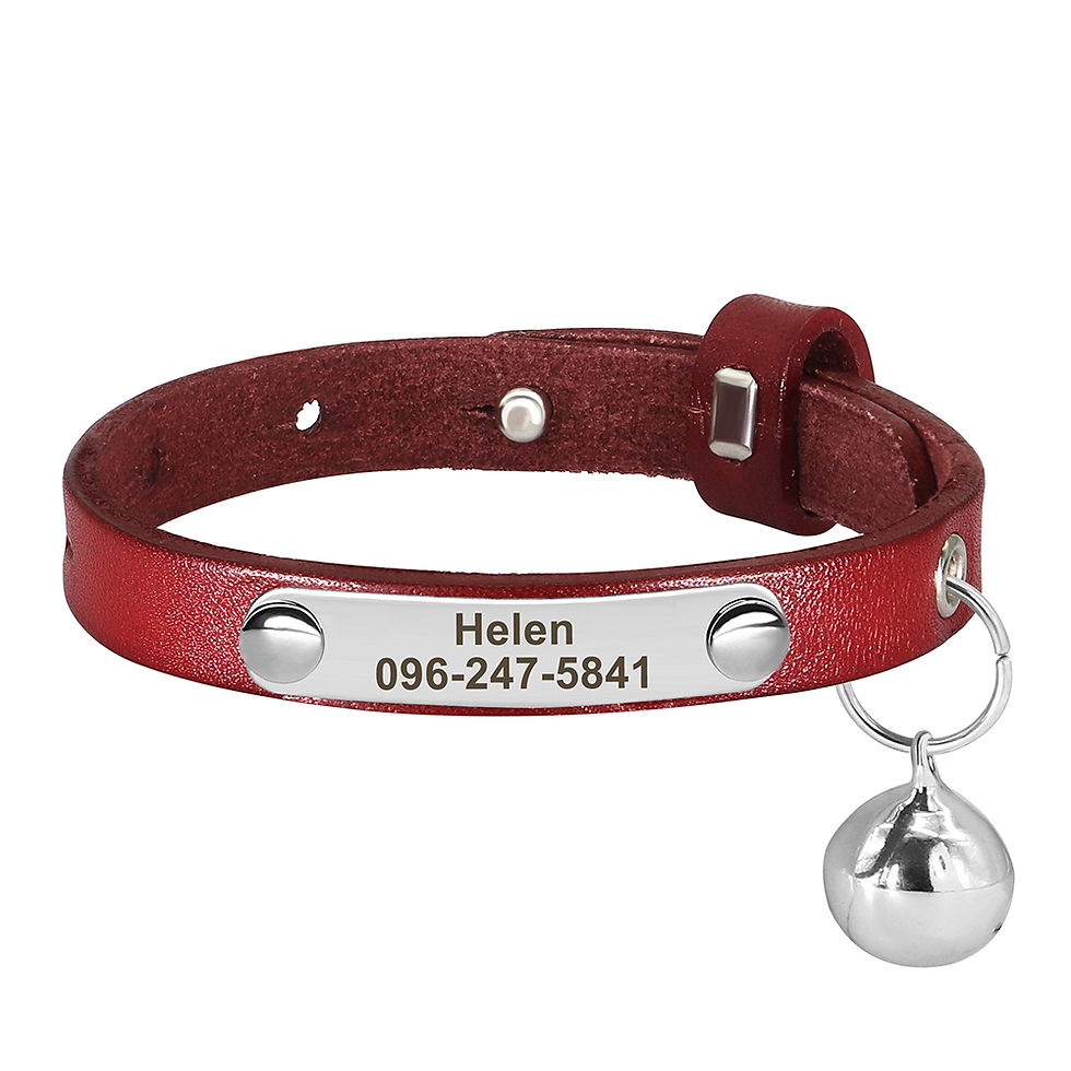 Thumbnail: Personalised Leather Cat Collar | Adjustable with Custom Name Tag