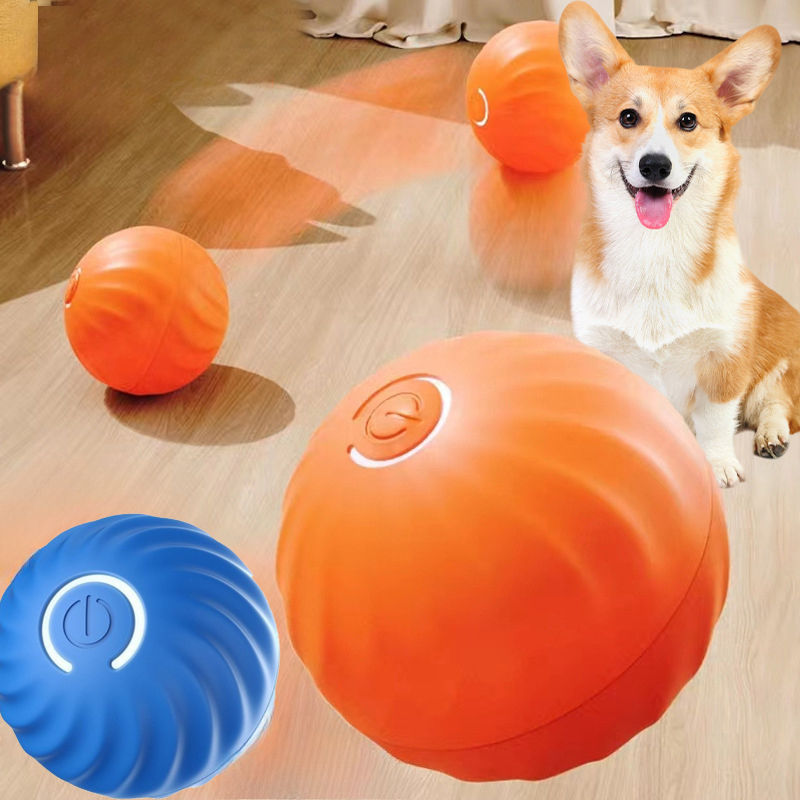 USB Rechargeable Automatic Bouncing Ball Cat Toy – Orange & Blue