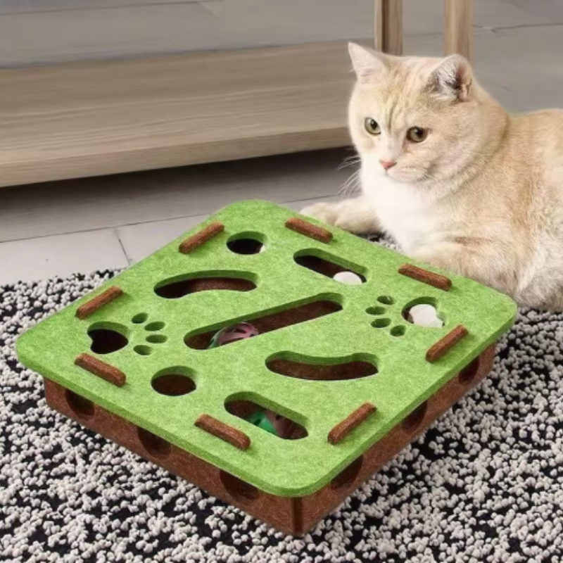 Thumbnail: Cat Puzzle Maze Box | Felt Hideaway with Bell Ball, 8 Shape Options