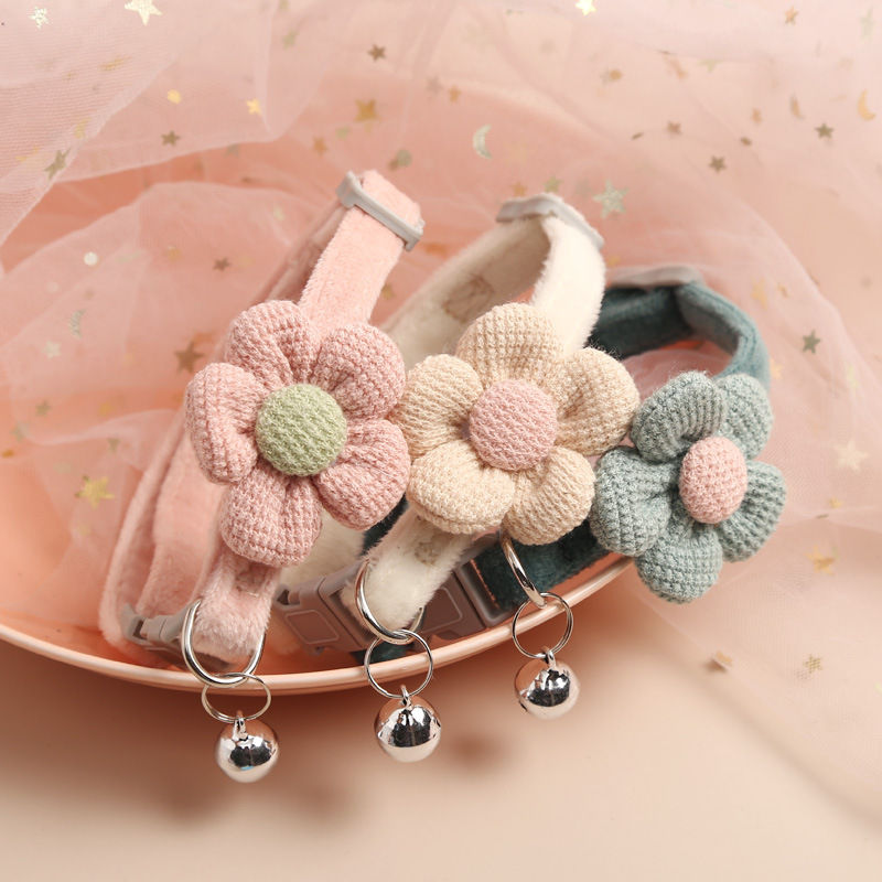Thumbnail: Floral Cat Collar with Bell | Adjustable Buckle Kitten Collar