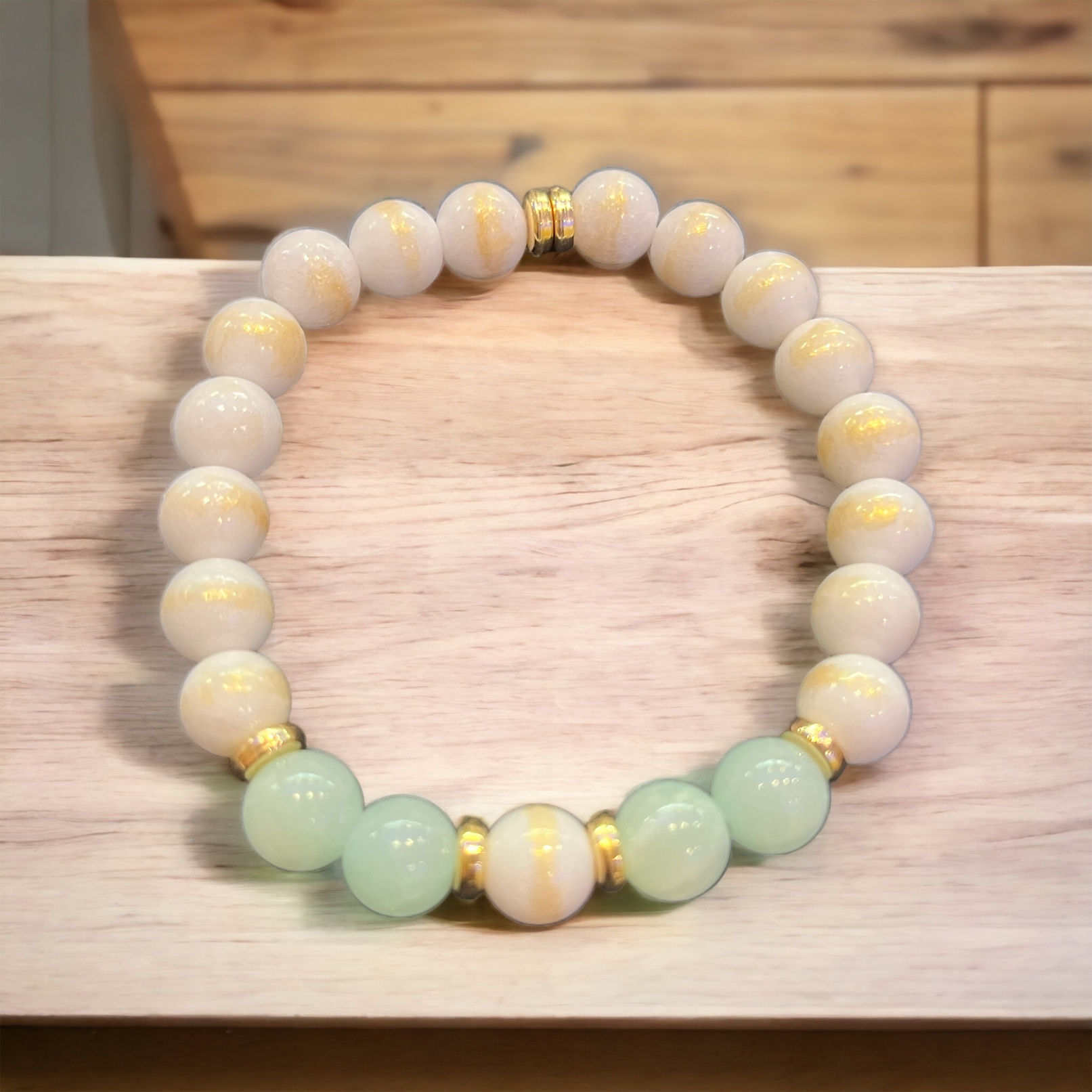 Bracelet Calcédoine et Agate verte