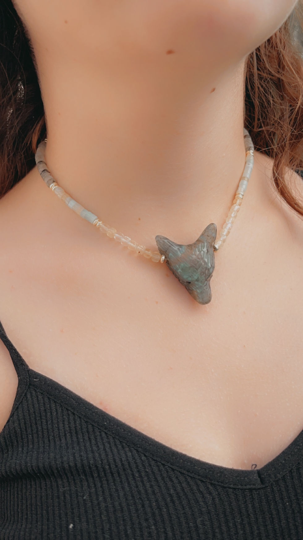 Miniature : Collier Loup Labradorite pièce unique 