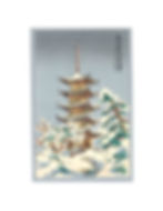 Japanese woodblock print snowy pagoda