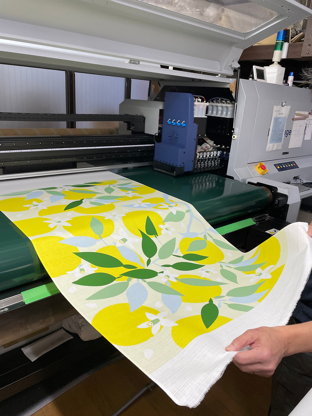 Yuzu furoshiki being printed in kyoto
