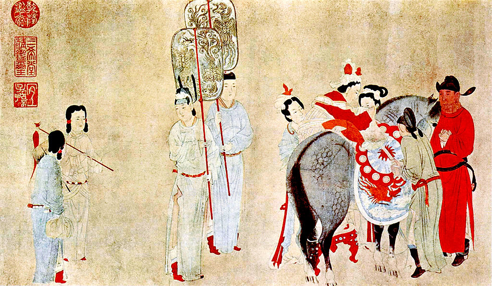 Yang Guifei mounts a horse
