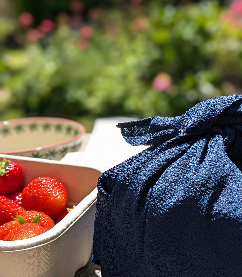 Thumbnail: small blue furoshiki giftwrapping