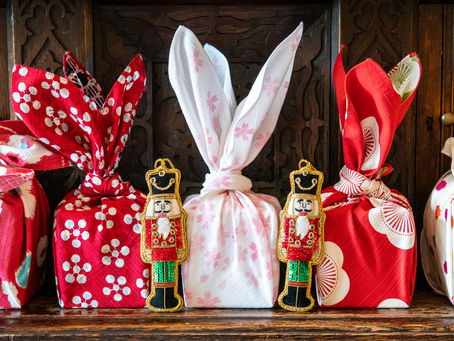 furoshiki gift wrapped christmas presents