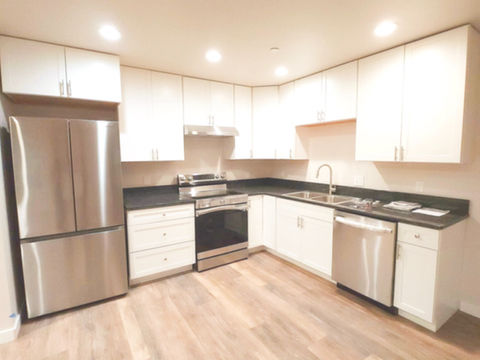 Modern kitchen with stainless steel appliances