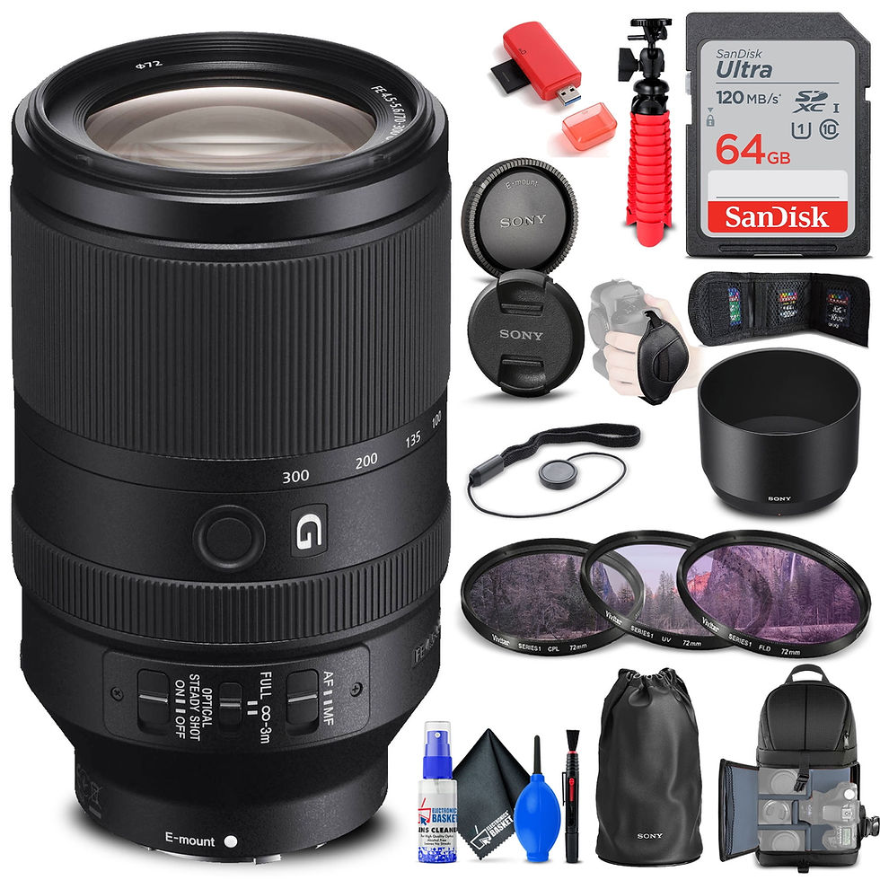 Sony FE 70-300mm f/4.5-5.6 G OSS Lens + Filter Kit + BackPack + 64GB Card + More