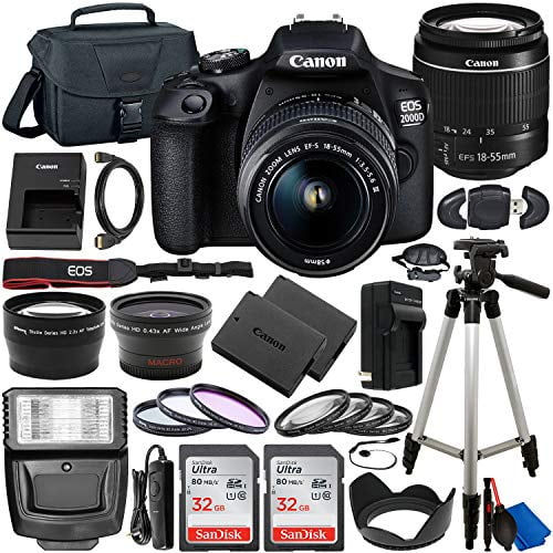 Canon EOS 2000D (Rebel T7) DSLR Camera with EF-S 18-55mm f/3.5-5.6 Lens & Delux