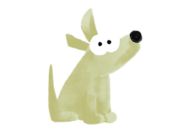 Zeichnung von einem sitzenden grünem Hund