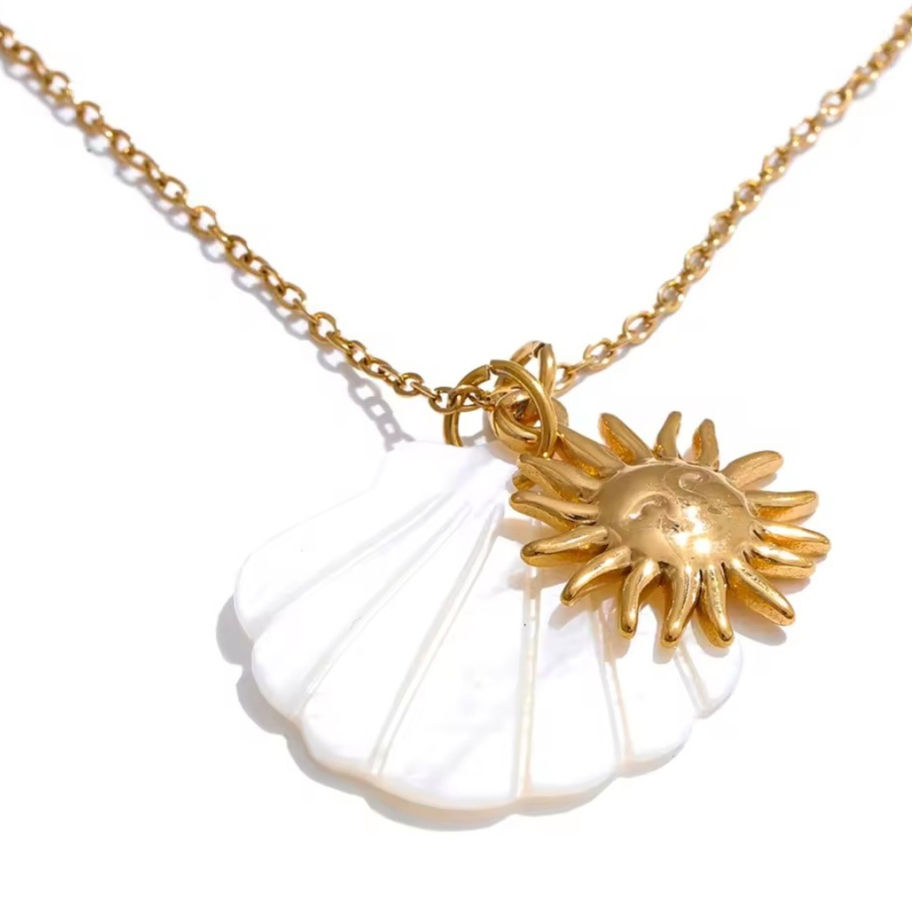 halsketting beachstijl RVS met schelp hanger