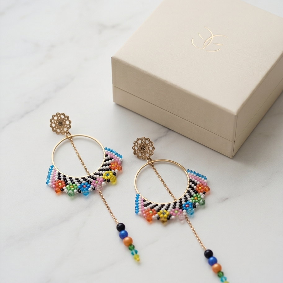 Beaded earrings met Miyuki STRIPE
