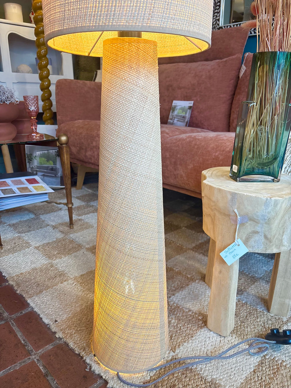 Thumbnail: Lampadaire saturne en raphia naturel 