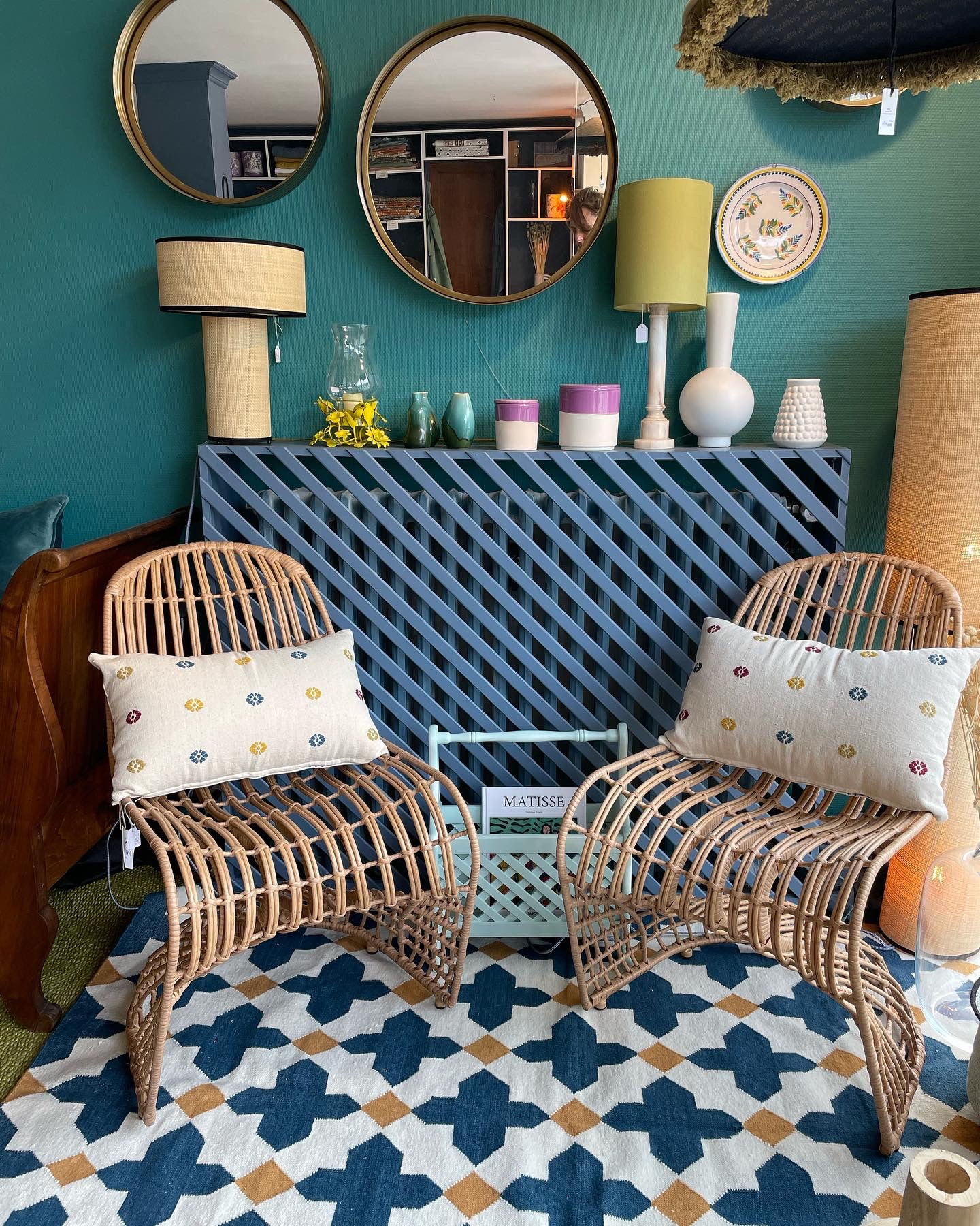 Chaise design en rotin tressé