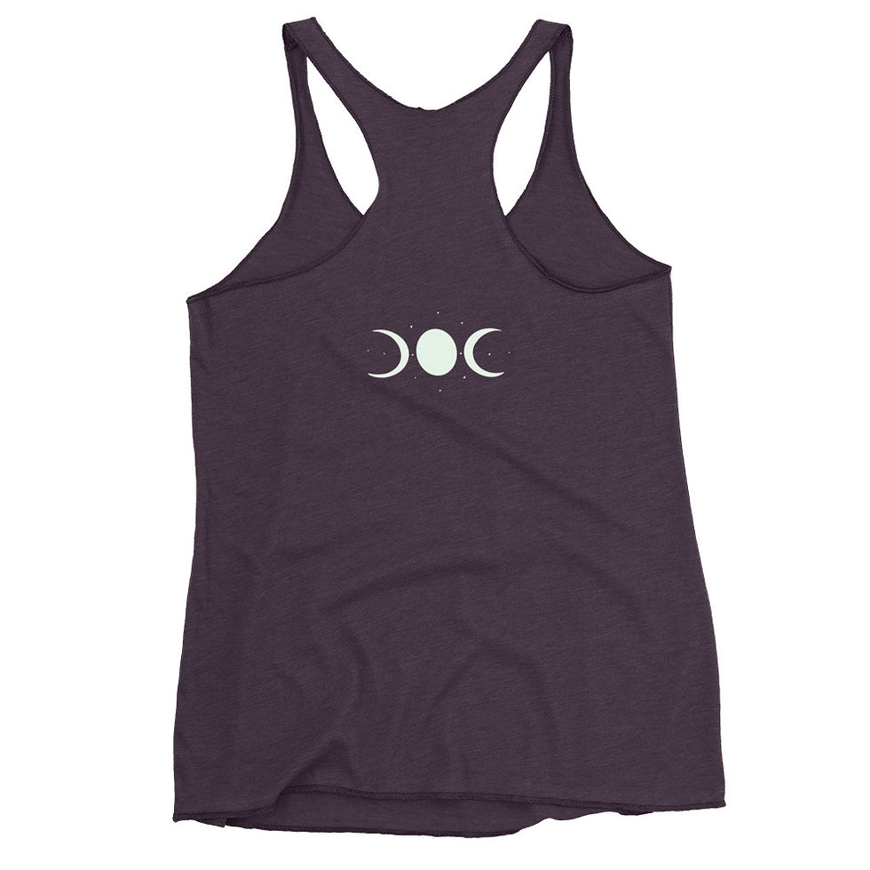 Thumbnail: Lauren Nicole vintage purple celestial tank with moon design on back in white.
