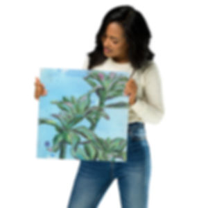 Poster depicting white sage on a blue background.