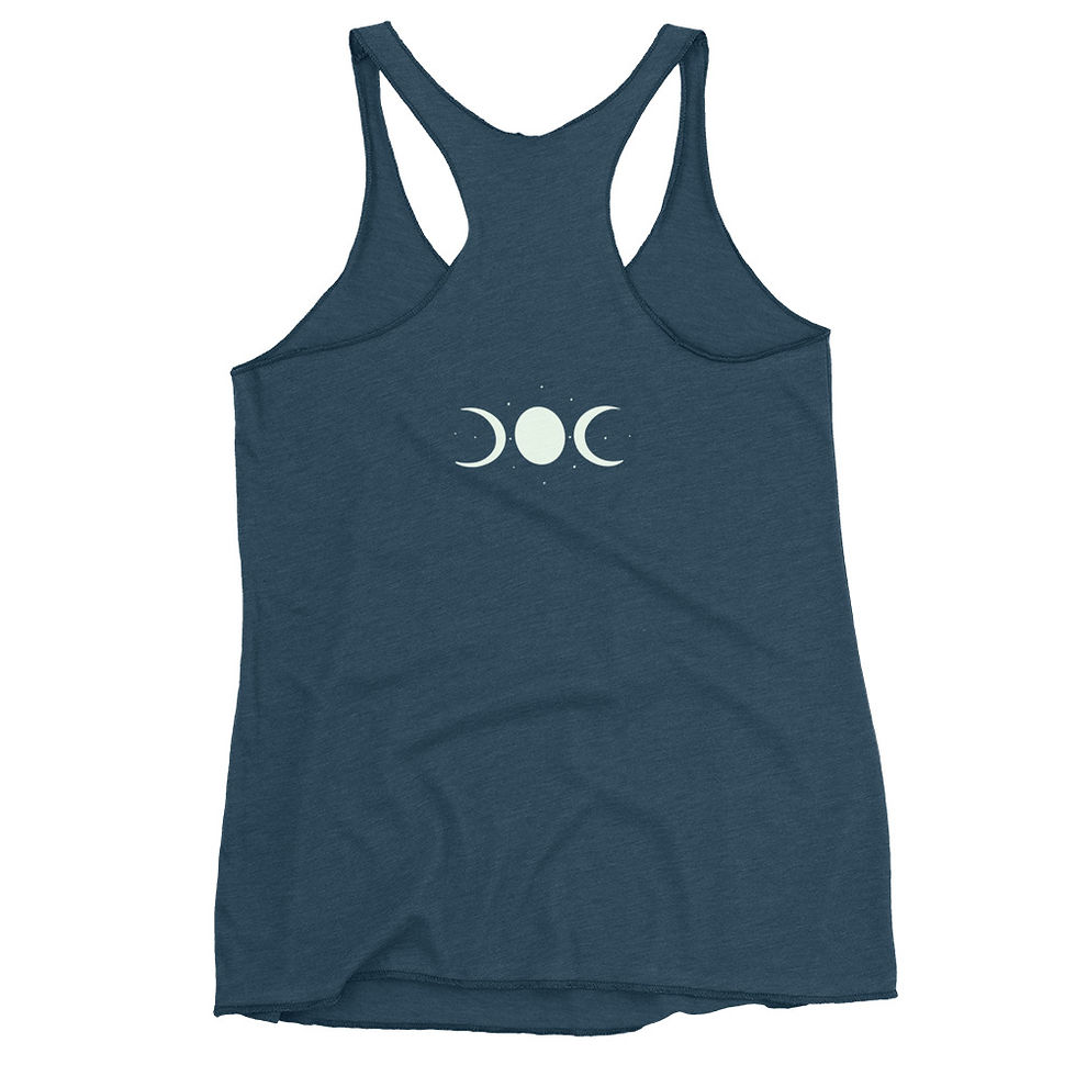 Thumbnail: Lauren Nicole teal celestial tank with moon design on back in white.