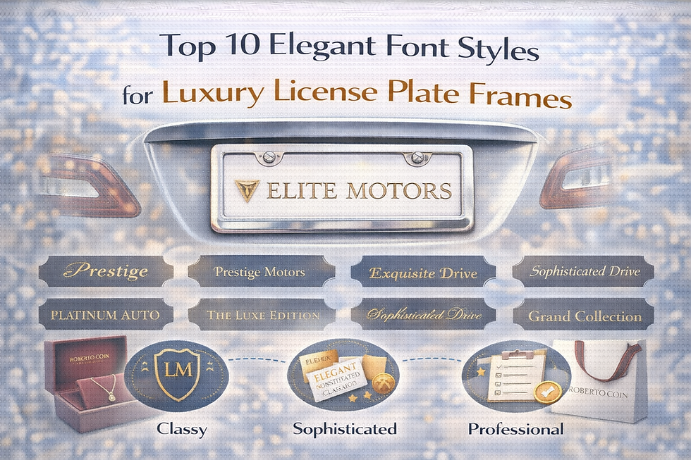 Top 10 Elegant Font Styles for Luxury License Plate Frames