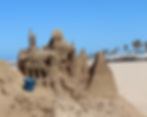 Sandcastle built on the beach in Valencia Spain