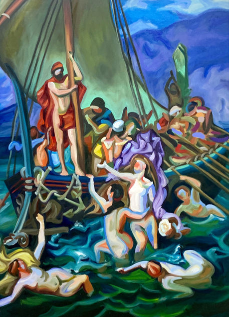 Oil painting 'The Sirens' by Dami Kim, from Odds and Ends art gallery, Hong Kong