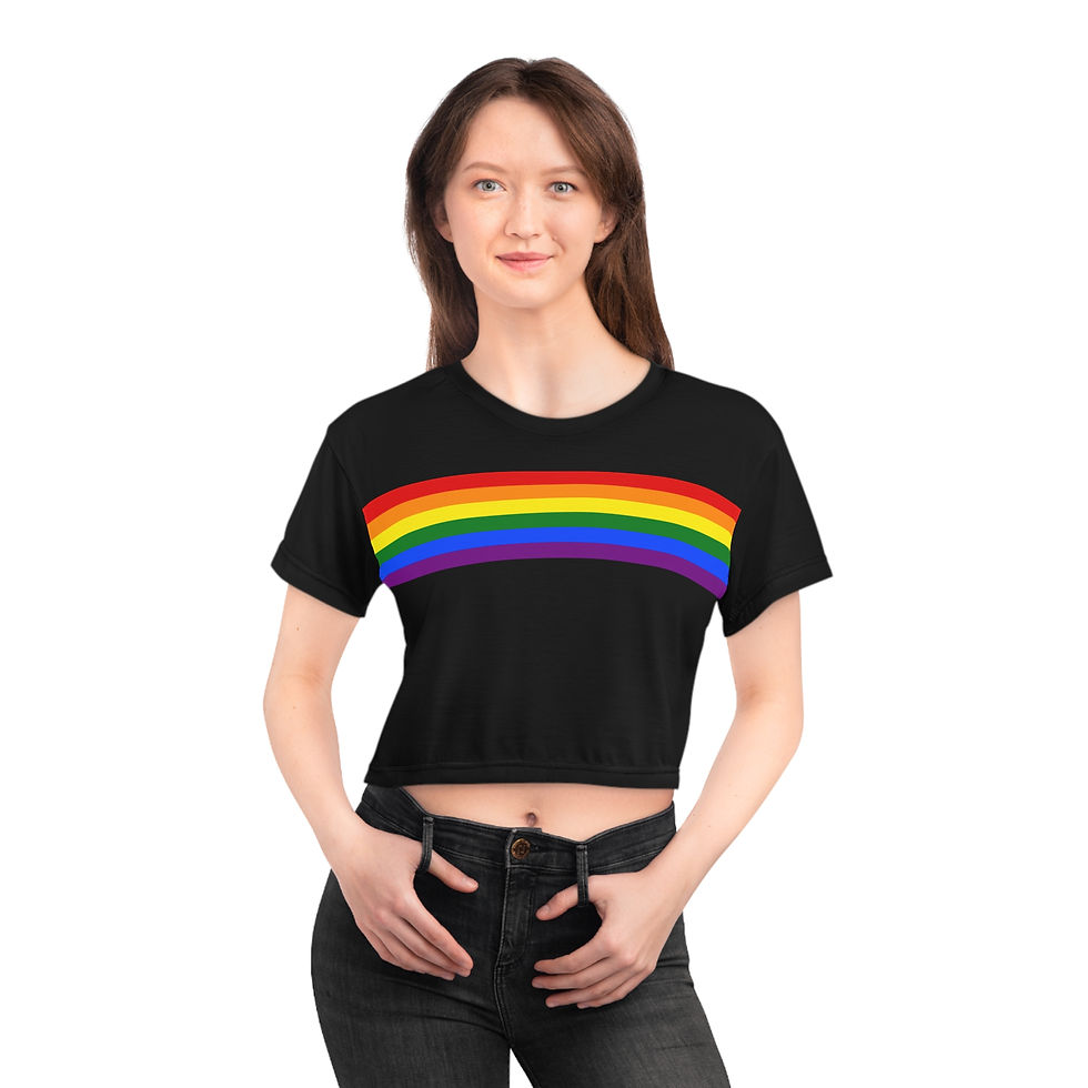 Thumbnail: Rainbow Roller Derby is for Everyone Crop (black)