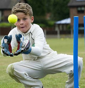 wicket keeper catching a ball