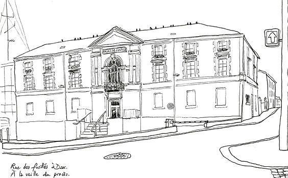 Palais de justice Dax audience procès croquis esquisse dessin tribunal