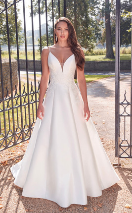 Mikado A-Line Bridal Gown with Plunging Bikini Neckline