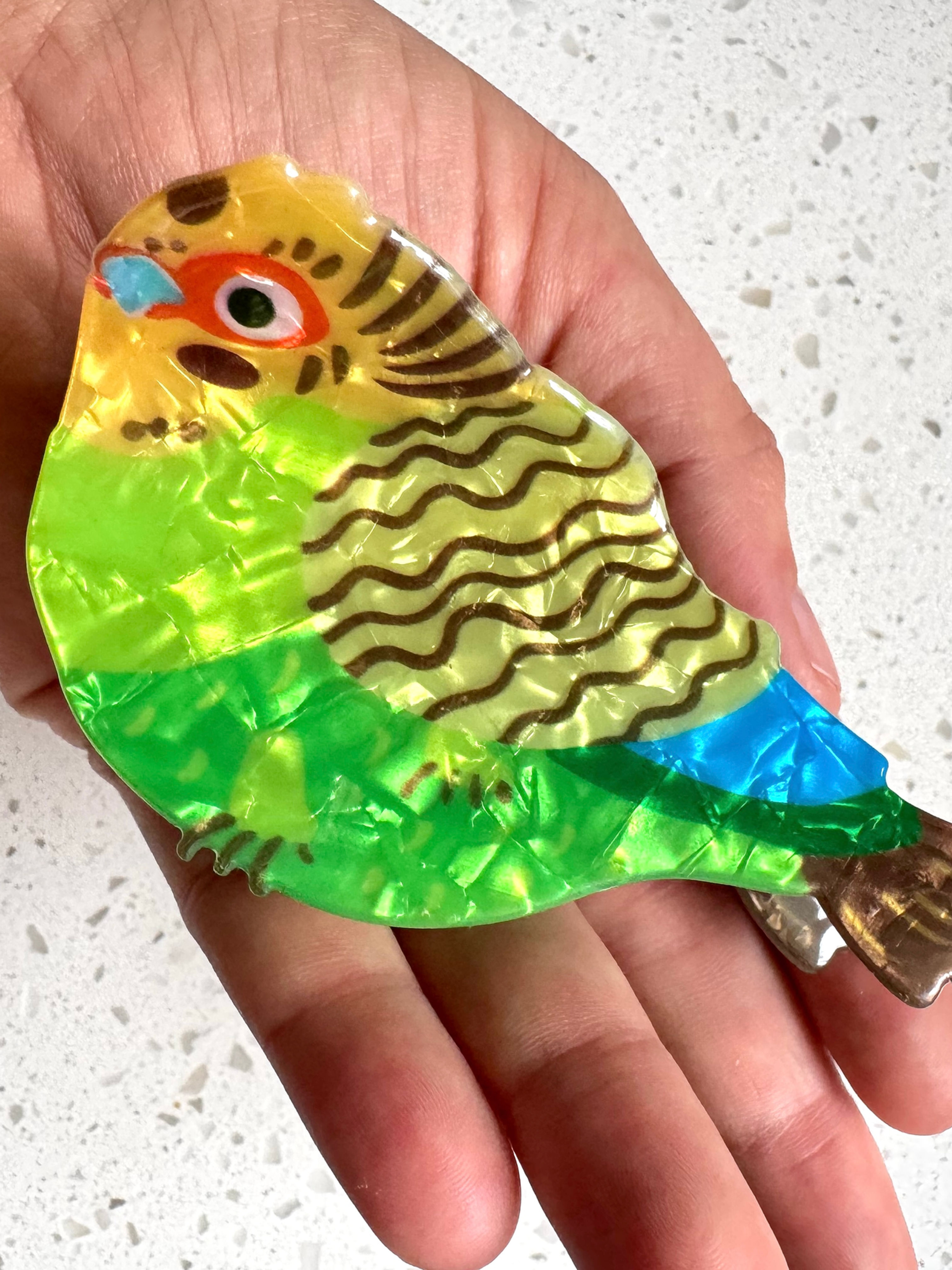 Iridescent Budgie/Parakeet Hair Clip