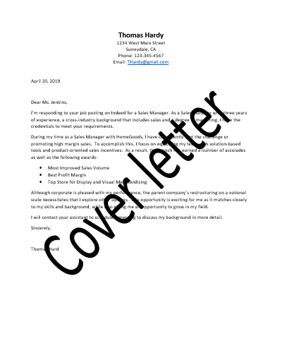 Cover letter & Thank you letter