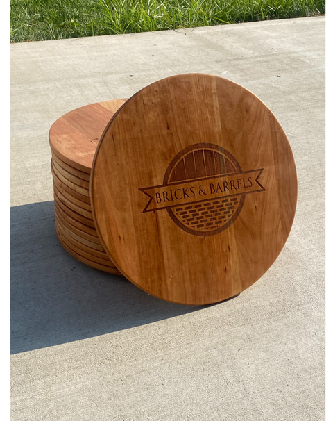 laser engraved cherry charcuterie boards for bricks and barrels