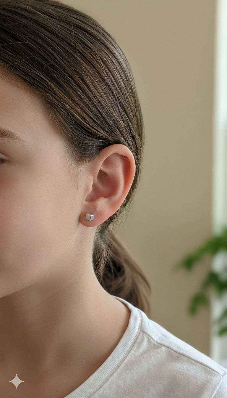 Thumbnail: MULIKA Mini Gold Cube Stud Earrings on model