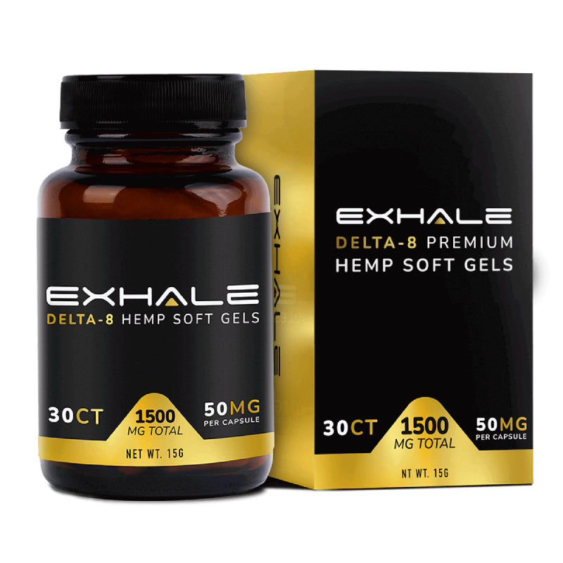 Thumbnail: Exhale - Delta 8 Capsules - Vegan Full Spectrum Soft Gels - 300mg - 1500mg