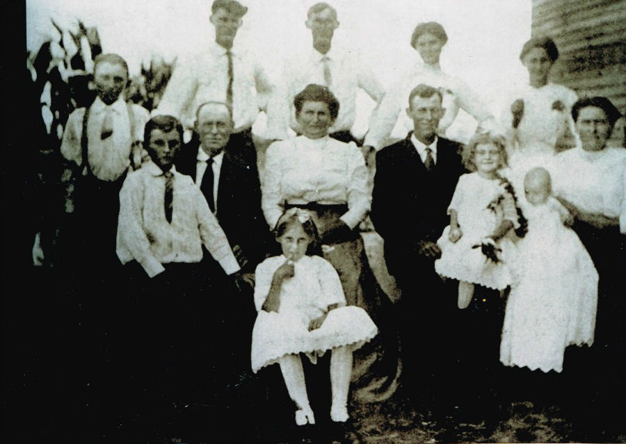 Dominick Hechler and Elizabeth Dietz family about 1915. My grandfather, D.J. Hechler, is sitting to the left on his father’s knee.