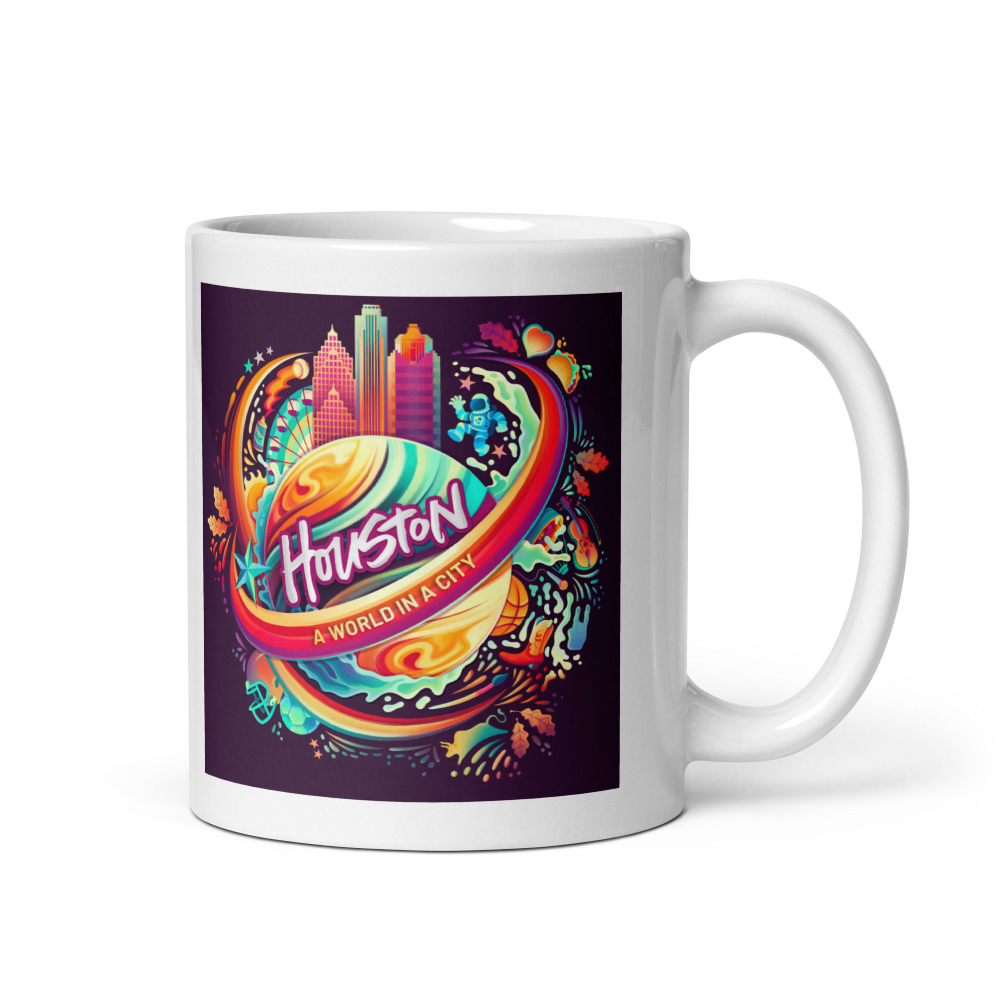 White Glossy Mug - HOUSTON - A World In A City