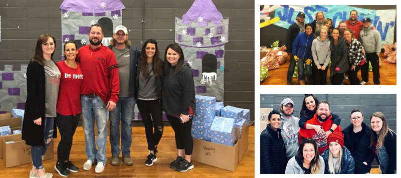 Festive image Erimish crew delivering Christmas breakfast, dinner and gifts to local families through the Seneca Bright Futures program.