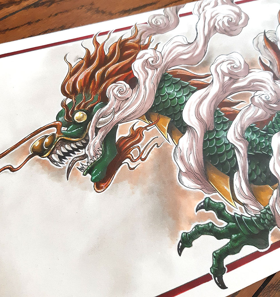 Thumbnail: Long Dragon 8"x19.75" Original Artwork