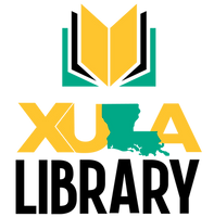 The logo of Xavier University of Louisiana Library, in green, yellow, and black