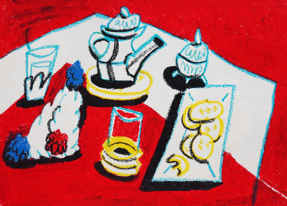 red breakfast white