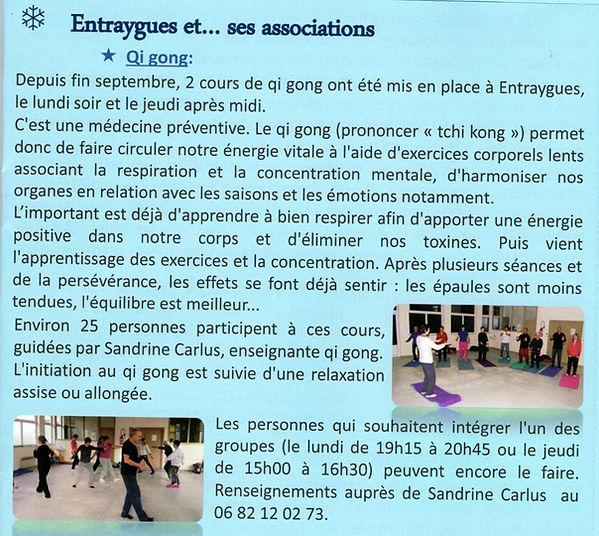 cours de qi gong à Entraygues sur Truyère par Sandrine Carlus