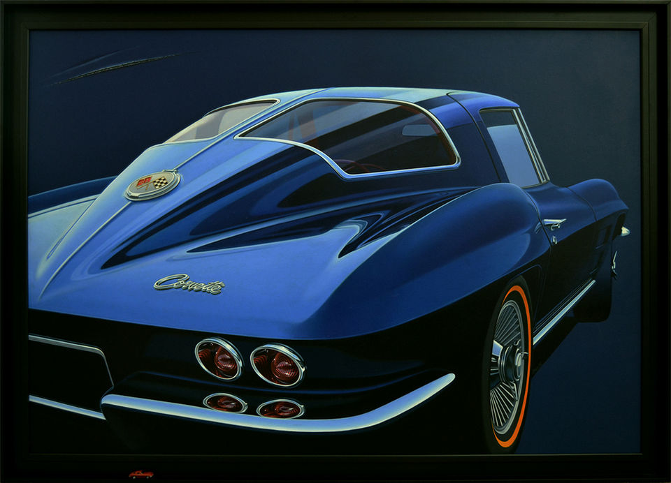 Americký Vintage Sportovní automobil z roku 1963 Chevrolet Corvette Sting Ray. Zadní pohled.