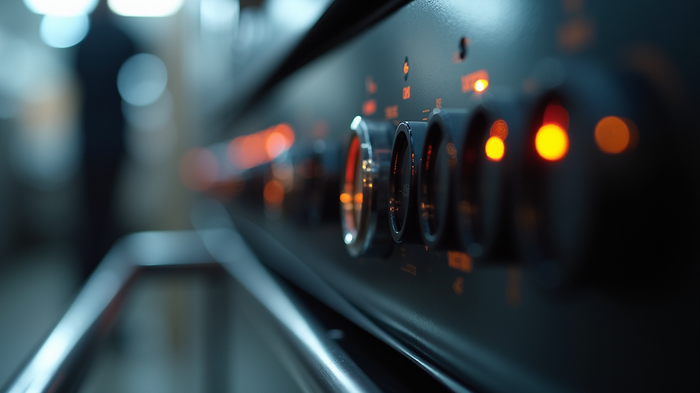 Close-up view of a commercial oven control panel