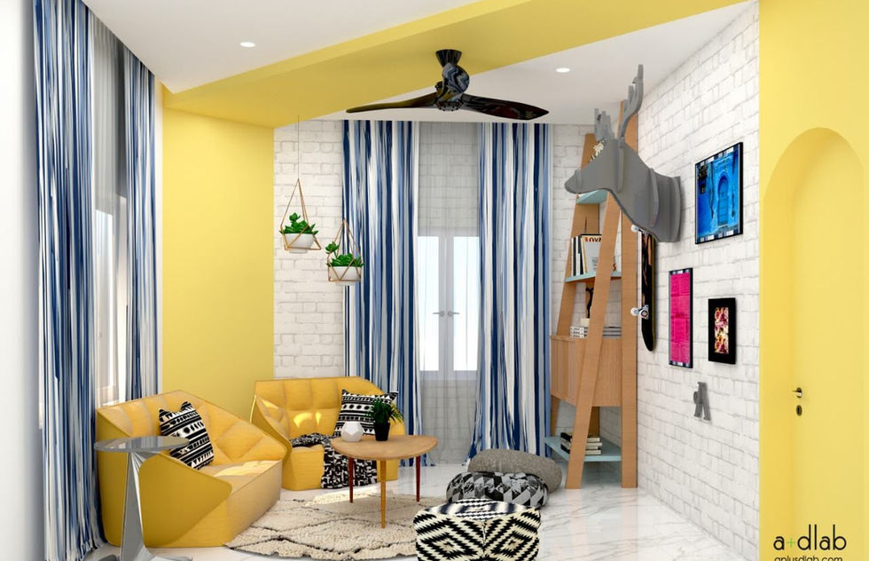 living room of Ikigai project an interior design project of 4200 sq. ft. residential area in Harmu, Ranchi, Jharkhand.