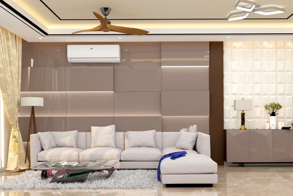 Drawing room of Spacematrix interior design project of 1800 sq. ft. residential area in Pabble Bay, Ranchi, Jharkhand.