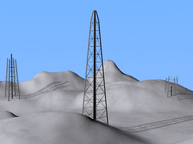 Oil Towers on Snow Scene