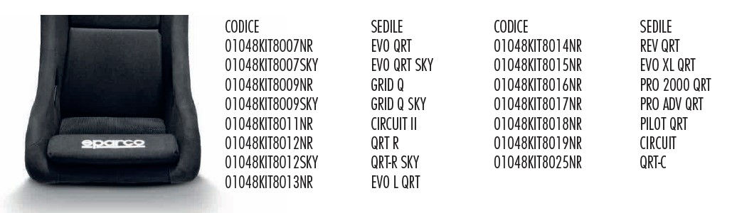 KIT SCHIENALINO + SEDUTA SEDILE SPARCO