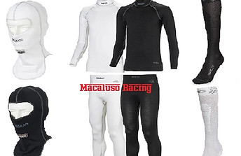 Abbigliamento Sparco omologato Fia. Underwear omologato, maglia, pantaloni, calze e sottocasco